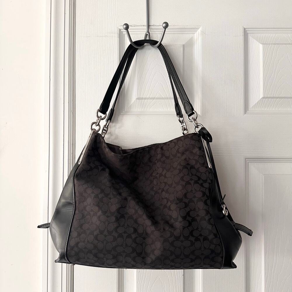 Coach Dalton Bag 31 Black Signature CC Canvas Jacquard Shoulder Bag 79686 - Picture 2 of 11